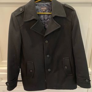 Mens black size large wool peacoat